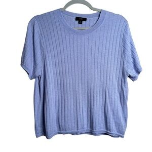 J. Crew Womens Lavender Purple Silk Blend Cropped Crew Neck Tee T-Shirt XL
